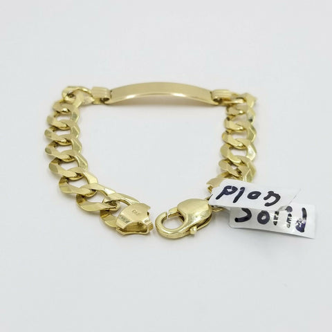 10k Solid Gold Miami Cuban Link ID Bracelet 11mm Men Women 9"inch Lobster Clasp