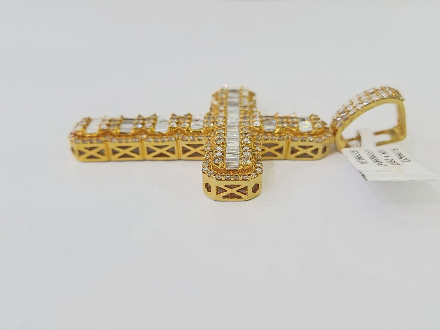 10k Yellow Gold Diamond Jesus Cross Charm Pendant Genuine Diamond Real