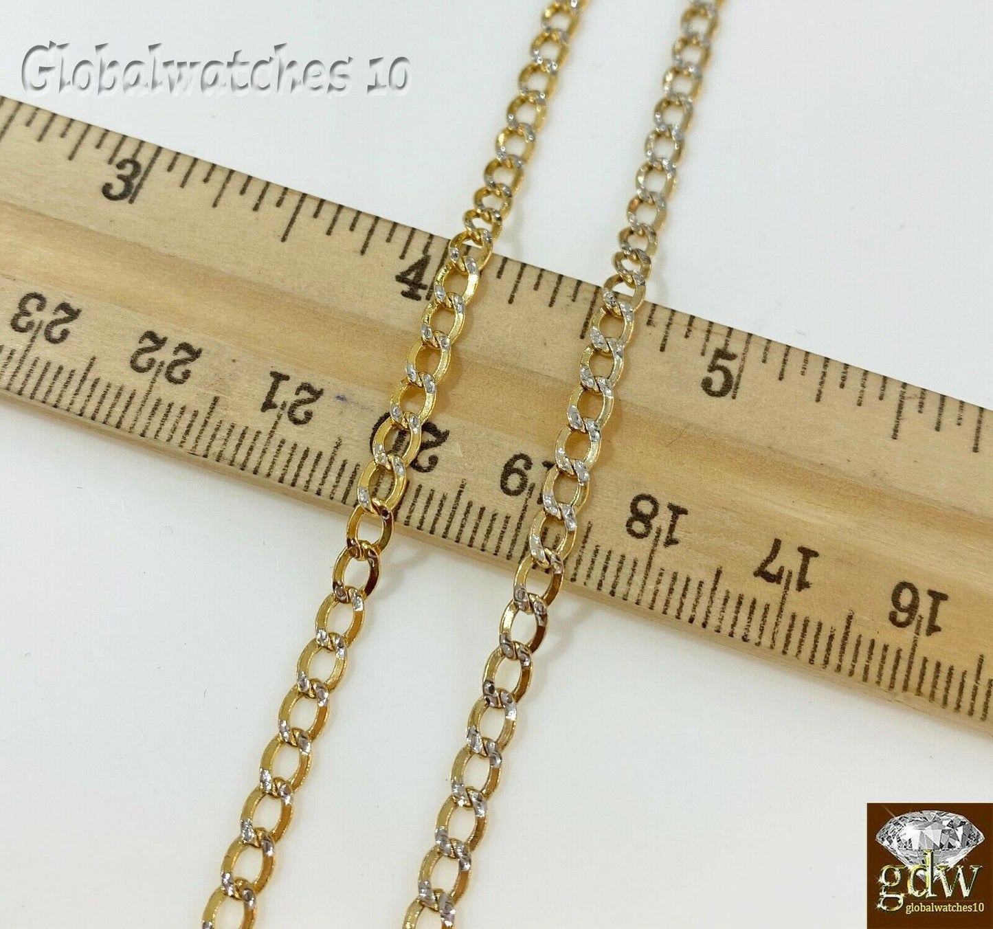 Real 10k Yellow Gold Cuban link 4mm Chain with diamond Cut 20 22 24 26 inch