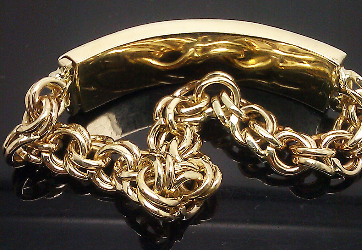 Solid 10k Gold Chino ID Bracelet Size 7.5" Inch Box