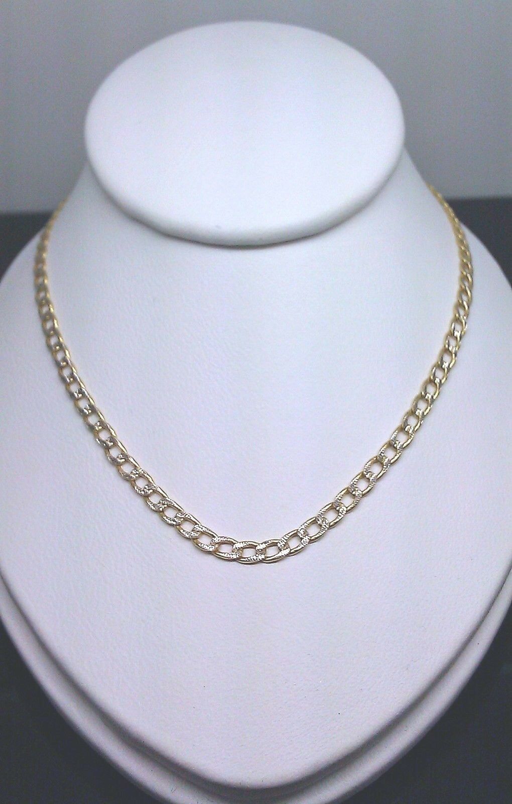 22" Real 10K Yellow Gold Link Chain Necklace Diamond Cut Chain Men Women