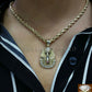 Men's Real 10k Yellow Gold 24 Inch Rope Chain with Egyptian Pharaoh Head Charm.