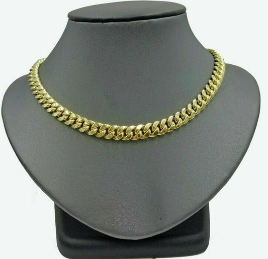 Real 10K Yellow Gold 8mm 26" Miami Cuban Link Chain Necklace Box Lock