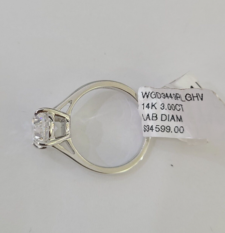 REAL 14k White Gold Diamond Ring Lab Created Ladies Wedding Engagement Genuine