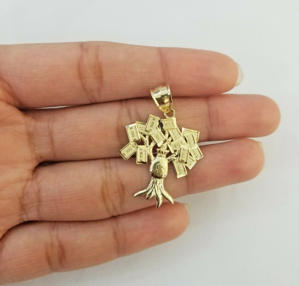 Real 10k Yellow Gold Money Bag Charm 1'' inches Pendant 10kt for Chain