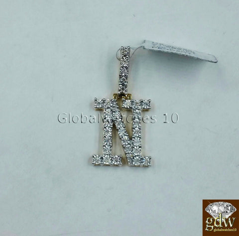 Real 10k Gold and Diamonds Letter "N" Initial Alphabet Charm/Pendant 1.5" Inch.