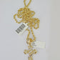 10k Gold Spiral Cross Charm Rope Chain 3mm 26'' Set Yellow Diamond Cut Real