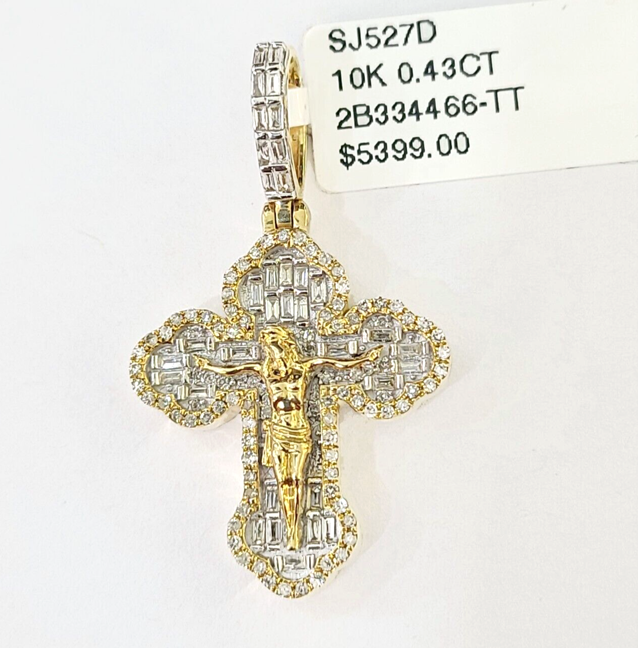 10k Yellow Gold Diamond Jesus Cross Charm Pendant Genuine Diamond Real