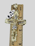 Real 10k Yellow Gold Cross Pendant Nugget Jesus Charm 2.9" 3.9" For Thick Chain