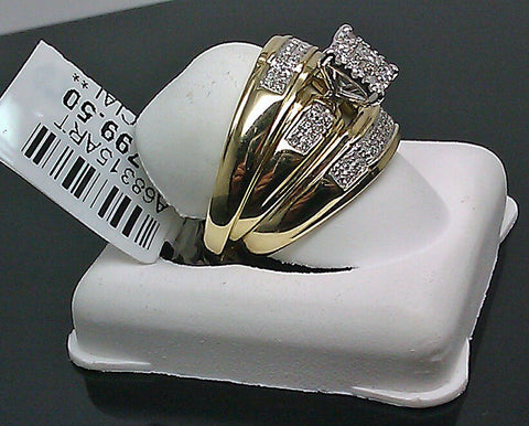Real 10K Yellow Gold Ring Band 0.40CT Diamond His Hers Engagement Wedding 10, 7