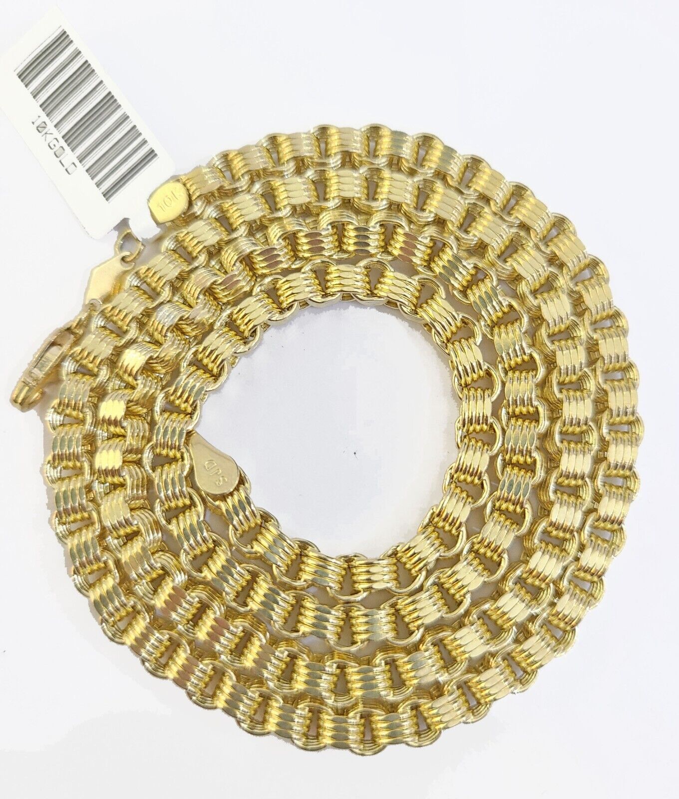 Real 10k Gold Nugget Cross Byzantine Chain Necklace 4mm 26