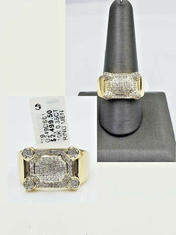 REAL 10k Gold Diamonds mens Ring Caual Or Pinky Wear 1/3CT Diamond Band SIZE 11
