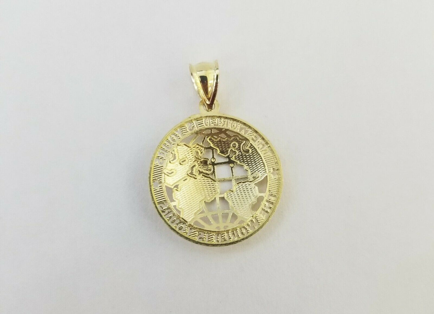 10k'The World is Yours'Global Map Pendant with Diamond Cut Design,10kt Real gold