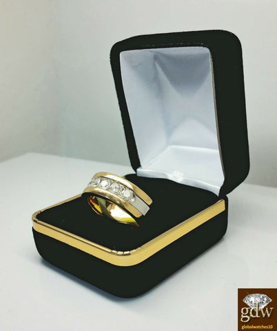 Genuine Brand New 14k Yellow Gold Mens Wedding Band With Real 1 CT Diamonds.