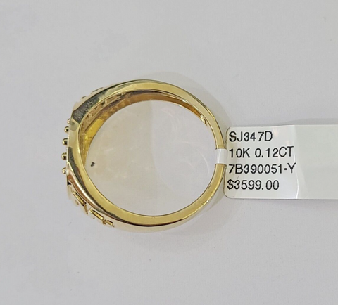 10k Real yellow Gold Diamond Crown Ring men casual Circular ring