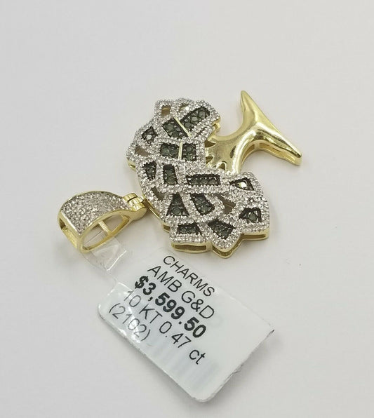 10K Gold Diamond Money Tree Charm Pendant Cash Tree Men Women