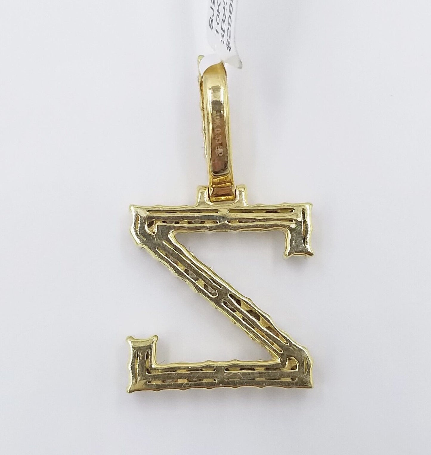 10k Yellow Gold Diamond Letter A-Z Initial Charm Pendant Real Diamond