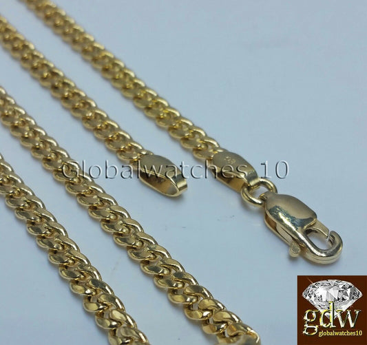 10k Yellow Gold Jesus Cross Charm Pendant 26" Miami Cuban Chain Necklace