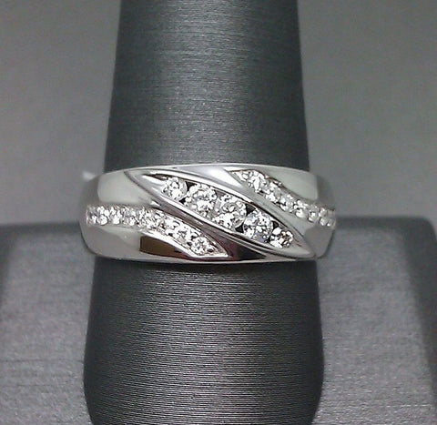 Solid 14K Men's White Gold Wedding Band With 1/2 CT Diamonds Solitaire 100% Real