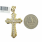 14K Real Yellow Gold Jesus Cross Diamond Cut Pendant Religious Charm