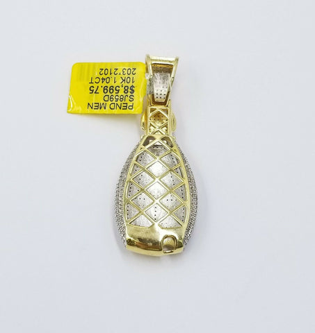 REAL 10k Gold Mercedes Key Diamond Pendant Charm Genuine Diamond 1.04CT