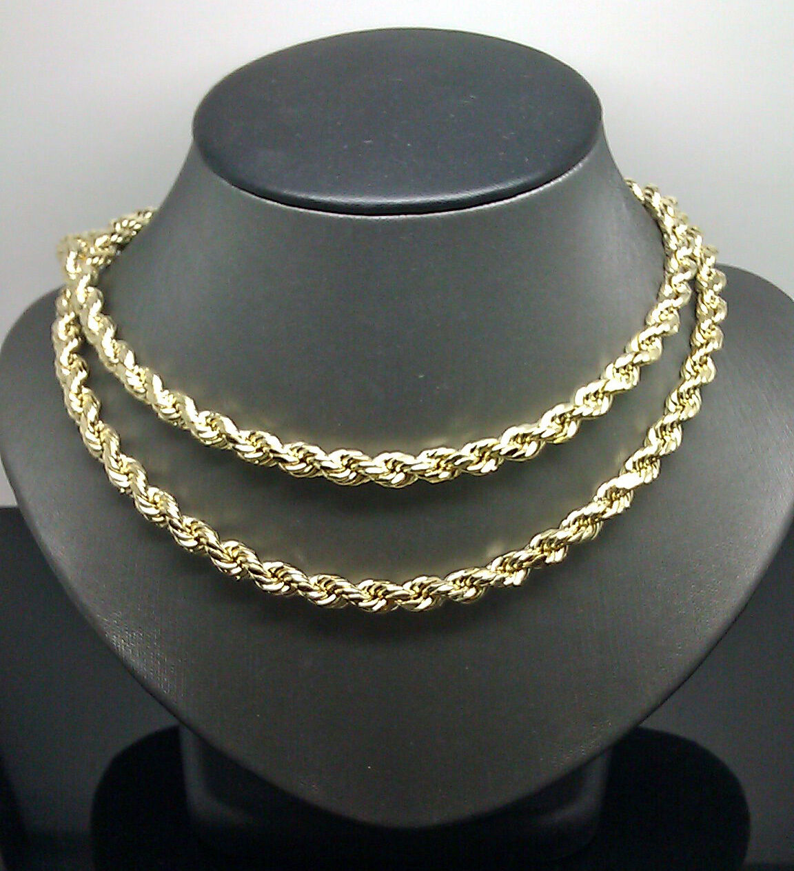 10k Real Gold Chain 5mm Rope Chain 16 18 20 22 24 26 28 30 Inch Diamond Cut