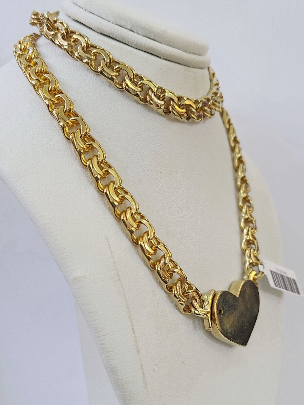 Real 10k Gold Chino Heart ID Chain 7mm 22Inch Yellow necklace Real gold