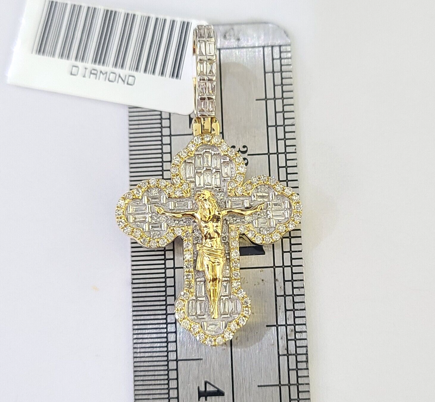 10k Yellow Gold Diamond Jesus Cross Charm Pendant Genuine Diamond Real