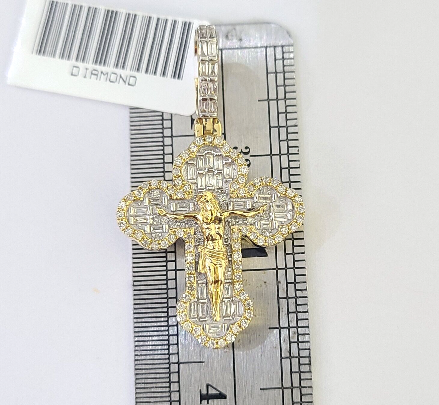 10k Yellow Gold Diamond Jesus Cross Charm Pendant Genuine Diamond Real