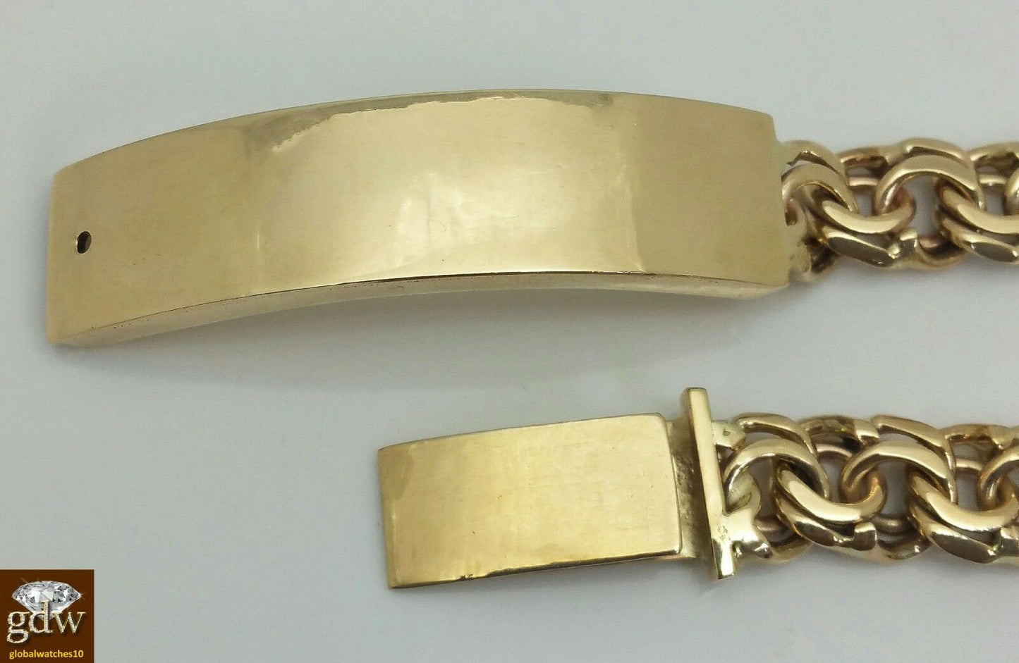 Real Solid 10k Gold Chino Link ID Bracelet Box Lock  8.5" 13mm ID New Rope Cuban