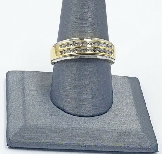 REAL 10k White Yellow Gold Wedding Engagement Band Men 0.24CT Real