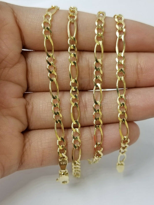 REAL 10k Yellow Gold Figaro Link Chain 3.5mm Necklace 16"- 26" Lobster, 10kt