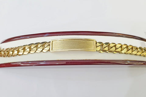 14K Gold ID Bracelet With Miami Cuban Chain 12 mm 8.5" inches 10kt