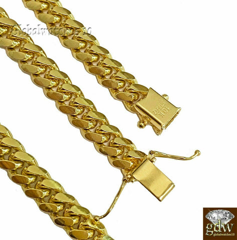 Real 10k Yellow Gold Miami Cuban Chain 7mm Necklace 22"-26" Box lock SOLID 10k