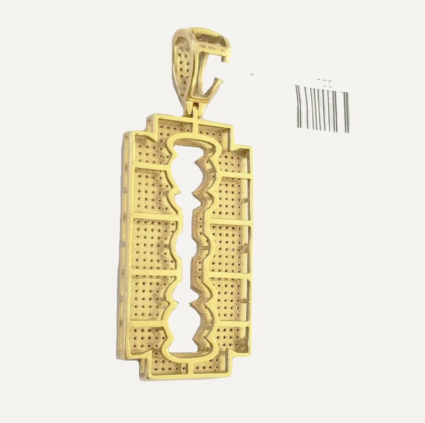 10K Yellow Gold Real Diamond Razor Blade Pendent Barber Charm