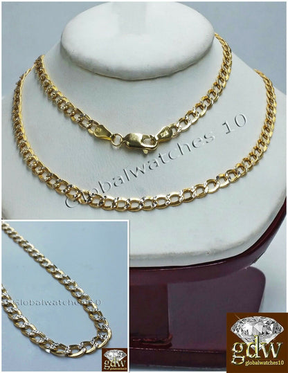 Real 10k Yellow Gold Miami Cuban Diamond Cut Chain in Various Length 18-24 Inch.