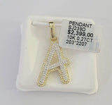 10k Real Yellow Gold Genuine Diamond Initial A-Z Alphabet Charm Pendent