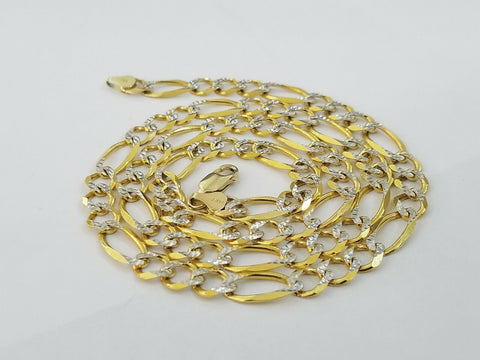 14k SOLID Yellow Gold Figaro Link Chain necklace Diamond Cut Men Women 8mm 26"