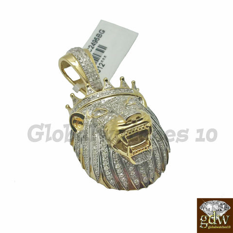 10k Gold Pendant For Men with Diamonds King Lion Head Pendant  Custom Design!