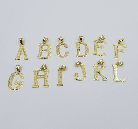 Real 10k Yellow Gold A-Z Initials Alphabet Charm Pendent Diamond Cut Men Women