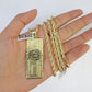 10K Yellow Gold Rope Chain 100 Dollar Charm Diamond Cut Men's Women's