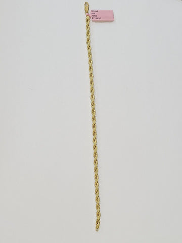 Real 14k Yellow Gold Rope Bracelet 3mm 8 Inch Men women diamond Cut