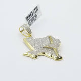 REAL 10k Texas Yellow Gold Diamond Map Pendant Charm with Lone Star 0.80CT