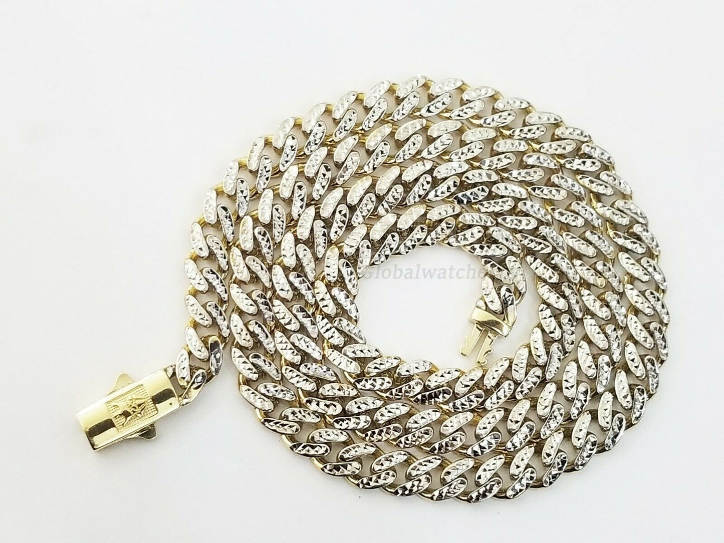 10K Yellow Gold Royal Miami Cuban Chain With Diamond Cut, 24 inches 7 mm Real