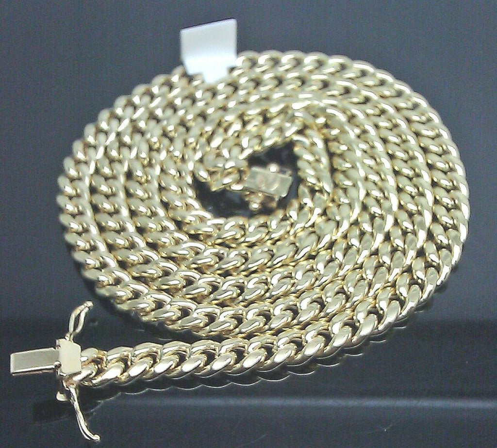 REAL 10k Miami Cuban Necklace 24" Inch 8 mm, Box lock with 8" Bracelet Set