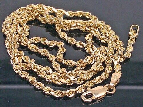 10k Real Gold Rope Chain For Men/Women 3mm 18Inch Necklace On Sale Free Shipping