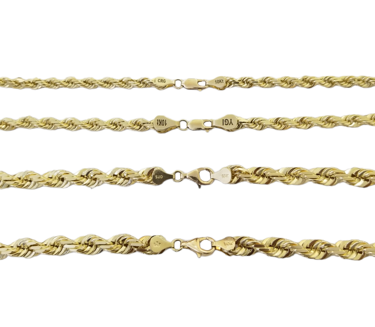 Real 10k Solid Gold Rope Chain 4mm-7mm Necklace 22"-30" Inch Men Women