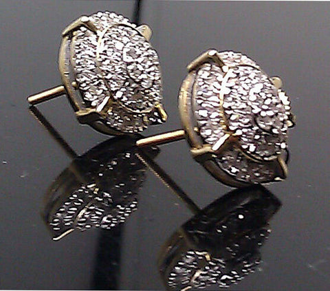 Uniquely designed 10 K Yellow Gold, 0.96 CT Round Diamond Earring For Men/Women