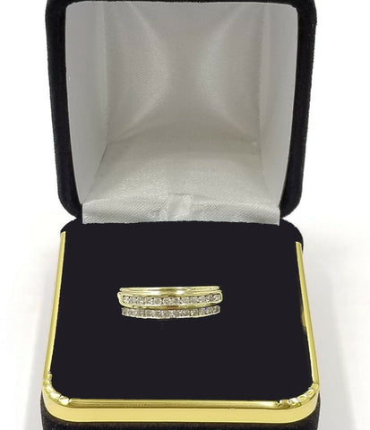 10K Men's Yellow Gold & Diamond Double Band Wedding/Engagement Ring 0.41 CT