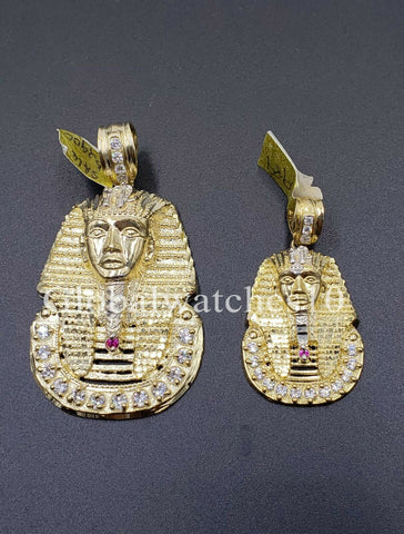 10k Yellow Gold Pharaoh Head Pendant Charm Men king Queen Cross Jesus